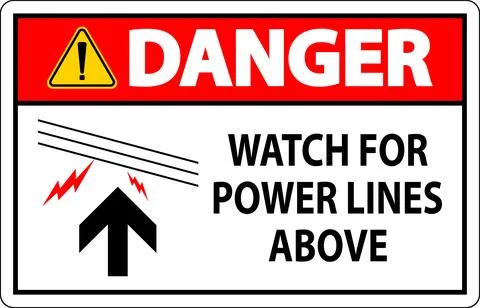 Danger Sign Watch For Power Lines Above Ilustração Stock