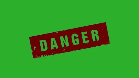 Danger signed stamping text animation. Danger grunge stamp sign, on green screen Stock Footage 336288588