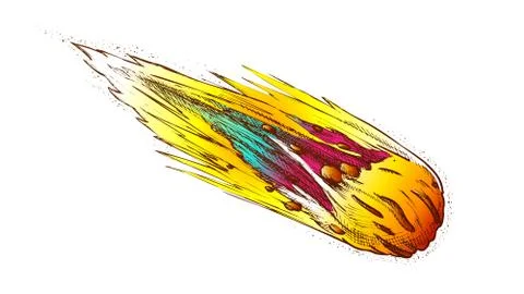 Danger Space Burning Asteroid Color Vector Stock Illustration
