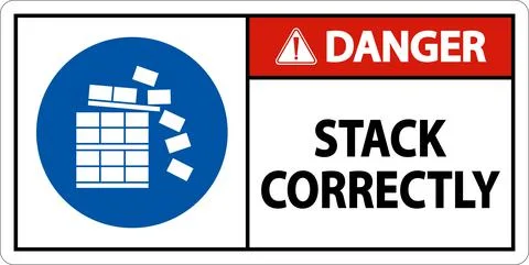 Danger Stack Correctly Sign On White Background Illustrazione stock