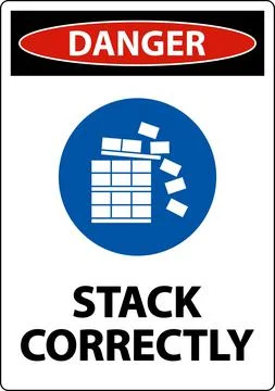 Danger Stack Correctly Sign On White Background Illustrazione stock
