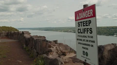 Danger, Steep Cliffs Sign Stock Footage 153819161