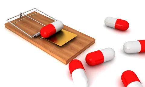 Danger in tablets, conceptual image. Stock Illustration
