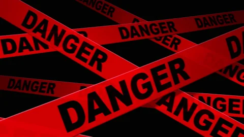 Danger Tape Animation with Alpha Matte Stock Footage 143558336