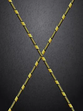 Danger tape on asphalt background Stock Illustration