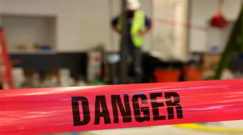 Danger tape construction  Vídeo Stock 27823562