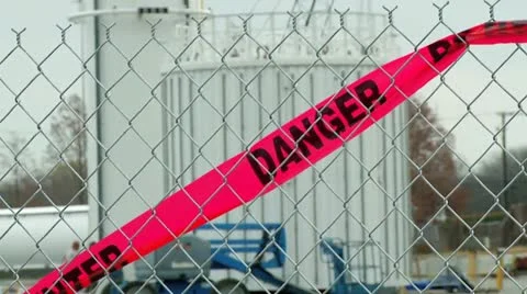DANGER TAPE IN FRONT OF CONSTRUCTION AREA Stock Footage 14827561