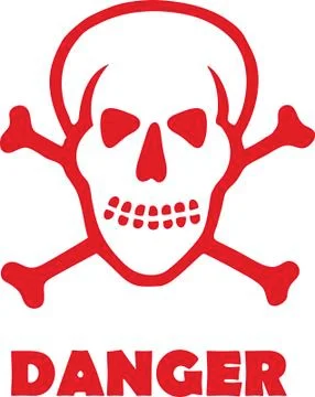 Danger text and skull icon button Illustrazione stock