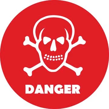 Danger text and skull icon button Stock Illustration
