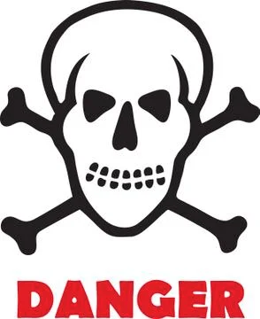 Danger text and skull Illustrazione stock