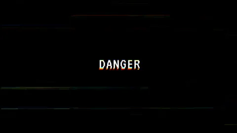 Danger text with glitch distortion on dark background Stock Footage 313439714