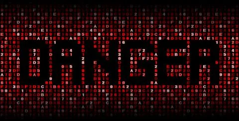 Danger text on hex code illustration Stock Illustration