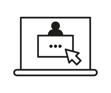 Danger theft personal data and password on computer, online scam of hacker, line Illustrazione stock