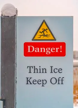 Danger Thin Ice Keep Off sign in Daybreak Utah Stock Photos