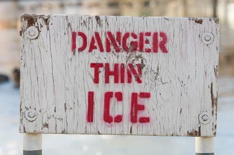 Danger Thin Ice Sign Stock Photos