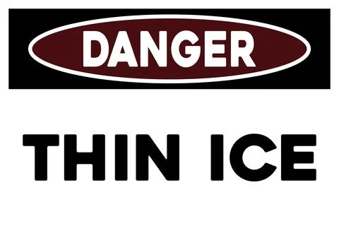 Danger thin ice warning sign Stock Illustration