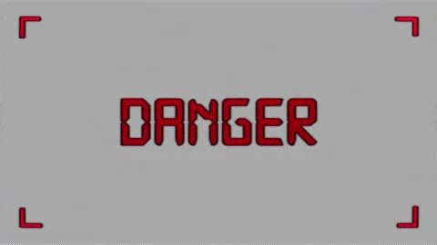 DANGER Title With VHS Noise On Alpha Stock Footage 313661350