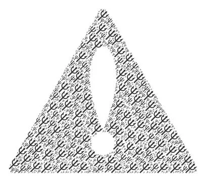 Danger Triangle Sign Pattern of Trident Fork Icons Stockillustratie