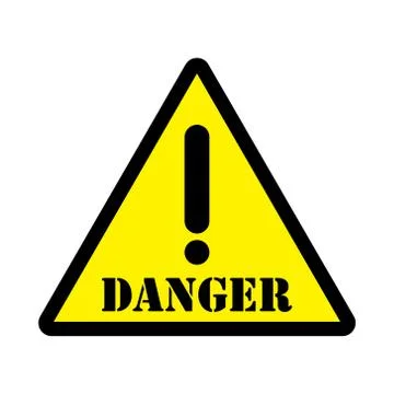 Danger triangle sign yellow background Stock Illustration