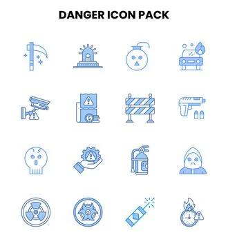 Danger Two Colour Design Icons Pack Stock Illustration