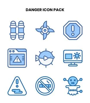 Danger Two Colour Design Icons Pack Stock Illustration