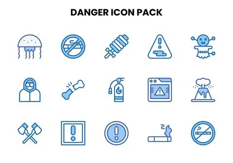 Danger Two Colour Icons Pack Stock Illustration