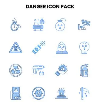 Danger Two Colour Set Icons Pack Stock Illustration