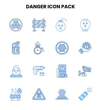 Danger Two Colour UI Icons Pack Stock Illustration