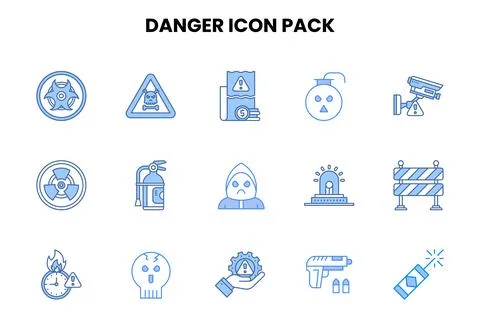 Danger Two Colour Vector Icons Pack Stock Illustration