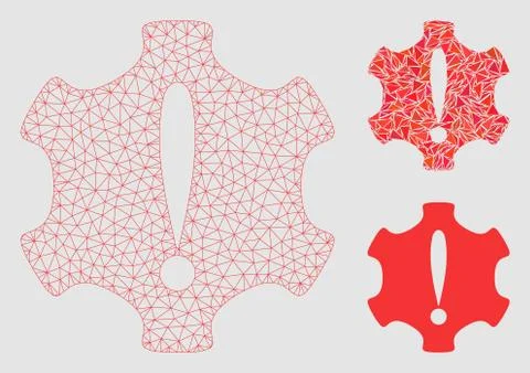 Danger Vector Mesh Wire Frame Model and Triangle Mosaic Icon 스톡 일러스트