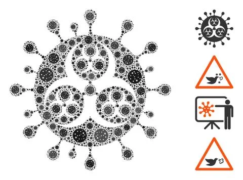 Danger Virus Collage of CoronaVirus Elements 스톡 일러스트