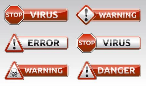 Danger virus warning icon Stock Illustration
