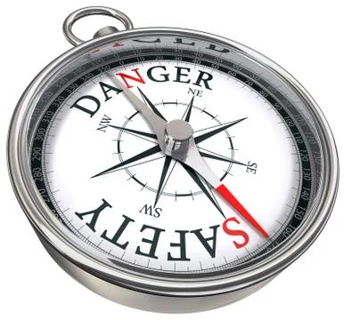 Danger vs safety concept compass Stock Illustration