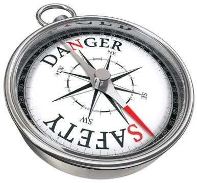 Danger vs safety concept compass Stock Illustration