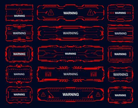 Danger warning, attention alert red frames set Stock Illustration