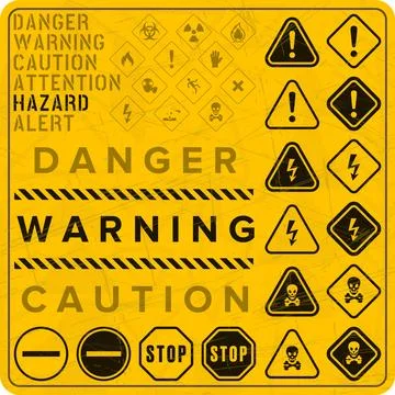 Danger, Warning, Caution. Hazard Sign, Symbol  and  Icon Stock Illustration