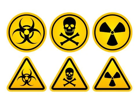 Danger warning set circle and triangle yellow sign Stock Illustration