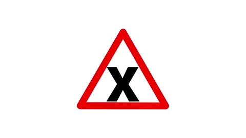 Danger warning sign with x symbol, animated red triangle on white background Stock Footage 336490674