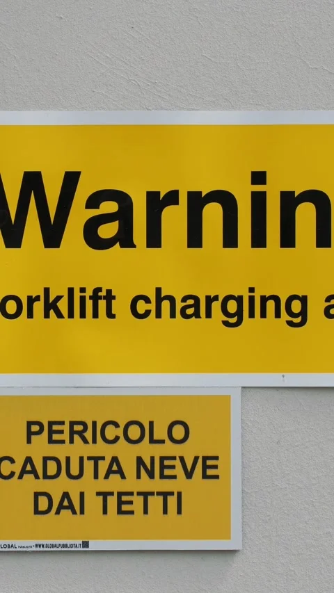 Danger warning signs. Threads production. Yarn making processes. Spinning Stock Footage 314980178