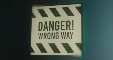 Danger Wrong Way warning sign Video stock 314572651