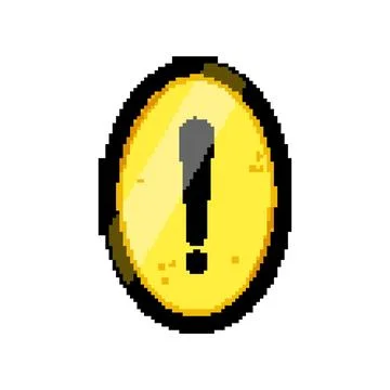 Danger yellow warning sign pixel art vector illustration Stock Illustration