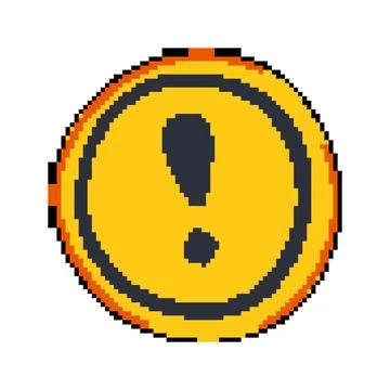 Danger yellow warning sign pixel art vector illustration Stock Illustration