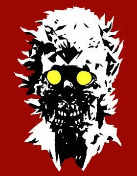 Danger zombie head with a torn face. Vector illustration. Stock Illustration