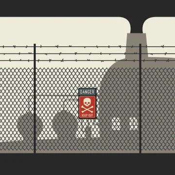 Danger zone with fence Stock Illustration