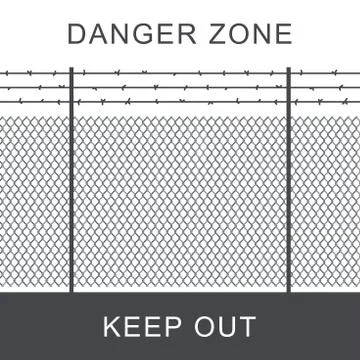 Danger zone with fence. Stock Illustration