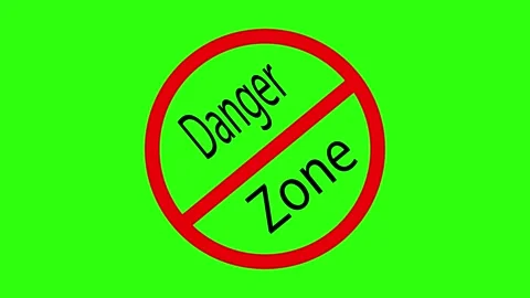 Danger Zone Prohibited Area Warning Animation with Red Alert Circle 4k and 2k Stock Footage 310915345