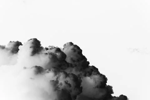 Dangerous and dramatic cloud of black smoke after an explosion in the sky Stock Photos