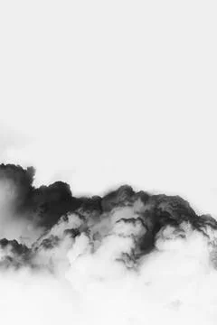 Dangerous and dramatic cloud of black smoke after an explosion in the sky Stock Photos