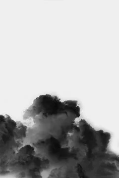 Dangerous and dramatic cloud of black smoke after an explosion in the sky Stock Photos