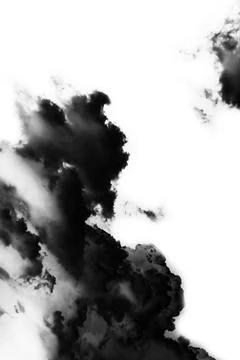 Dangerous and dramatic cloud of black smoke after an explosion in the sky Stock Photos